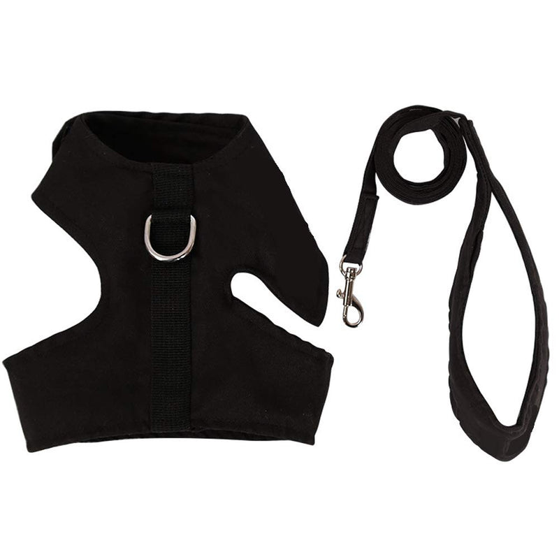 fushida Cat Harness and Leash Set Ultra-Light Kitten Collar Soft and Comfortable Escape Proof Cat Walking Jacket (Neck 15-26cm / Chest: 28-40 / Leash Length 120cm) (Black) Black - PawsPlanet Australia