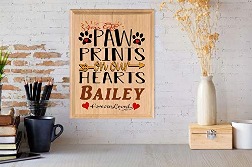 [Australia] - Broad Bay Dog Memorial Gift Plaque Personalized Pet Sign You Left Paw Prints On Our Hearts Solid Wood Made in USA 