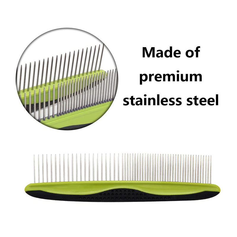 2 Pcs Pet Grooming Comb Stainless Steel Pet Grooming Tool Rounded Teeth Dog Comb for Dogs Cats - PawsPlanet Australia