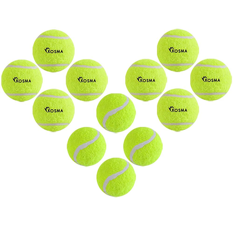 Kosma Set of 12Pc Tennis Dog Balls | Dog Toy Ball | Soft Rubber Tennis Balls for Beginners | Sturdy & Durable | Great for Lessons, Practice (With mesh carrying bag - Fluorescent Yellow) - PawsPlanet Australia