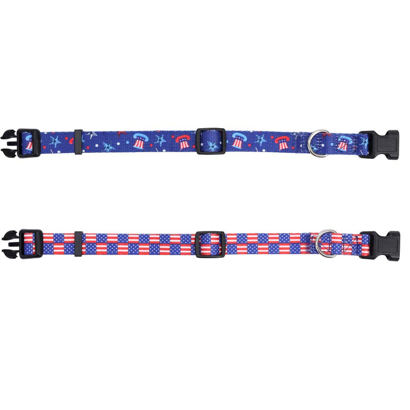 [Australia] - Lamphyface 2 Pack American Flag Dog Collar Adjustable 4th of July Independence Day Medium 