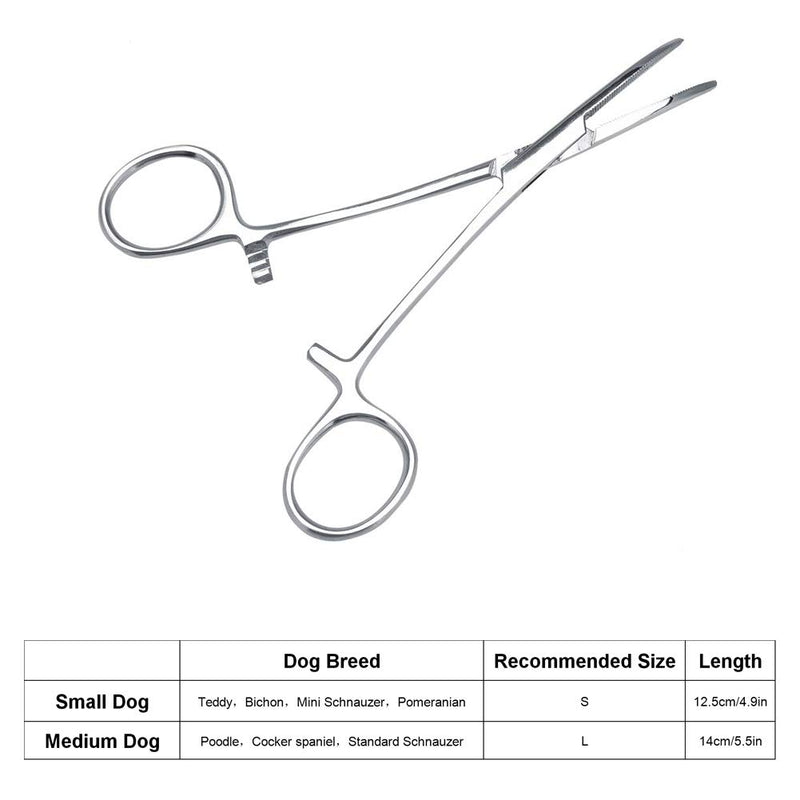 Hemostat Forceps, Stainless Steel Pet Dog Grooming Ear Cleaning Straight Clamp with Curved Tip Ear Hair Tweezers Forceps Kit(L) L - PawsPlanet Australia