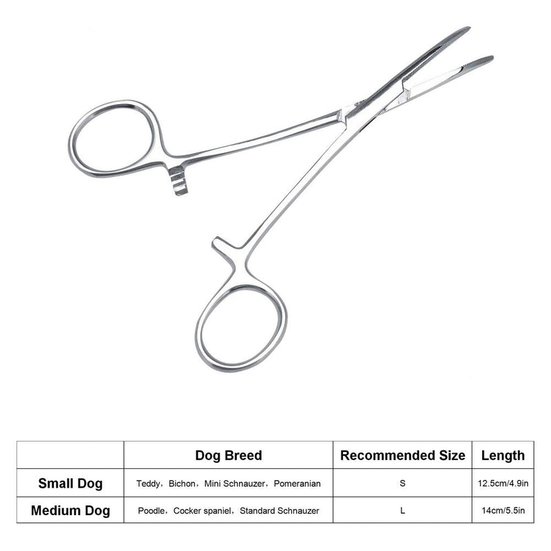Hemostat Forceps, Stainless Steel Pet Dog Grooming Ear Cleaning Straight Clamp with Curved Tip Ear Hair Tweezers Forceps Kit(S) S - PawsPlanet Australia