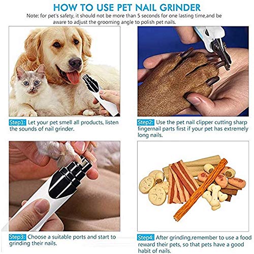 LUXJUMPER Peteast Dog Nail Grinders, USB Rechargeable Electric Rechargeable Pet Nail Grinder, 50DB Ultra Quiet Electric Dog Nail File, Painless Grinder for Small, Medium, Large Dog & Cat - PawsPlanet Australia