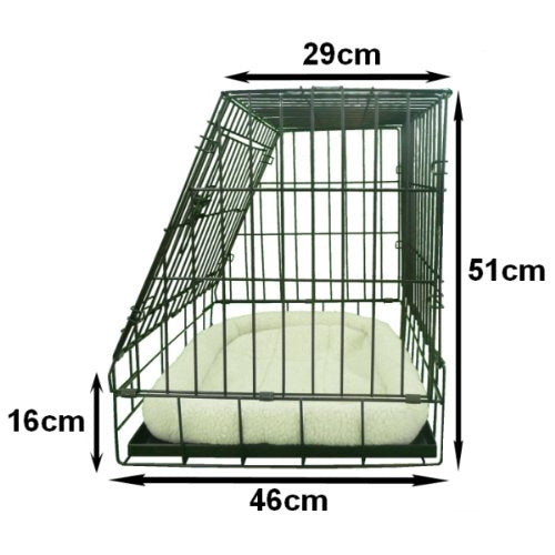 Deluxe Sloping Puppy Cage Small 24 inch Black Folding Dog Crate with Non-Chew Metal Tray, Fleece and Slanted Front For Car by Ellie-Bo Small / 24-inch Deluxe - PawsPlanet Australia