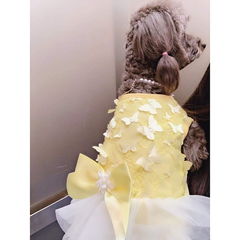 [Australia] - Petea Dog Dress Butterfly Flower Lace Gauze Tutu Dog Dress Vest Apparel Skirt Clothes Pet Puppy Bowknot Princess Clothes for Dogs and Cats Medium 