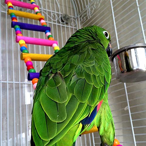 Cooyes Bird Ladder Bridge, 21 Inch Parrot Toys Rainbow Swing Bridge Hammock Natural Raw Wood, Macaws Parakeets Lovebirds Chameleon Hamster for Training 8 ladders - PawsPlanet Australia