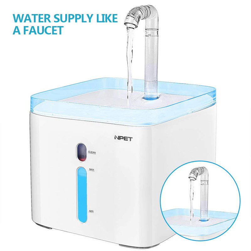 NPET Cat Dog Water Fountain, Pet Drinking Fountain for Cats Dogs, Automatic Fountain Dispenser, Healthy Hygienic Faucet Waterfall Bowl, Quiet Pump Pet Fountain with LED Light Night-Vision, 2.5 L 2.5 L Fountain - PawsPlanet Australia