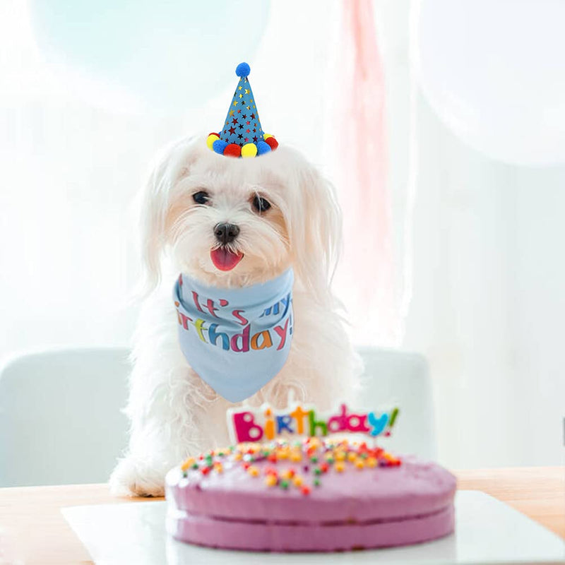 TAILGOO Dog Birthday Plaid Bandana with Party Hat - Pink, Rose, Blue Pet Outfit Kit as Puppies Cats Birthday Party Supplies Including Fashion Bandana and Cute Caps - PawsPlanet Australia