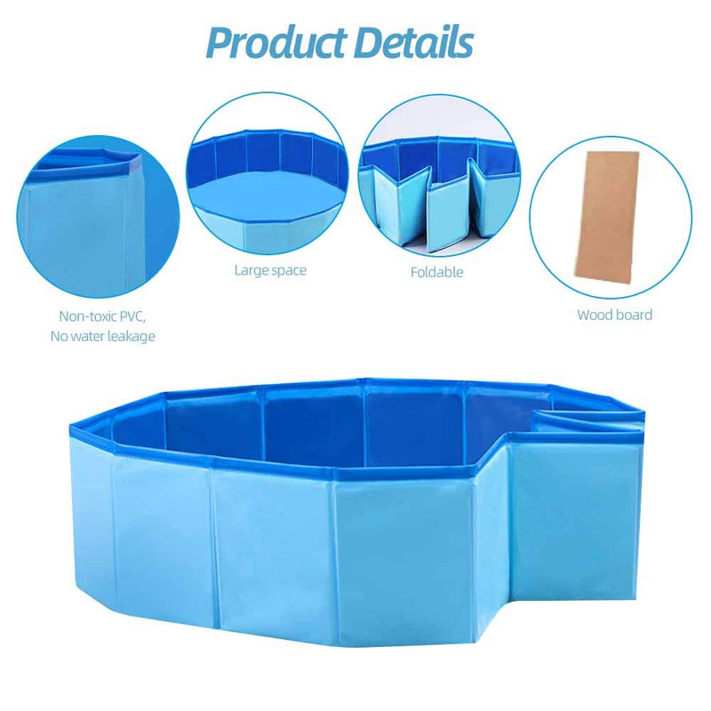 Decdeal Foldable Dog Pet Bath Pool Swimming Pool Outdoor Bathing Tub for Dogs Cats and Kids Size optional blue 60X20 - PawsPlanet Australia