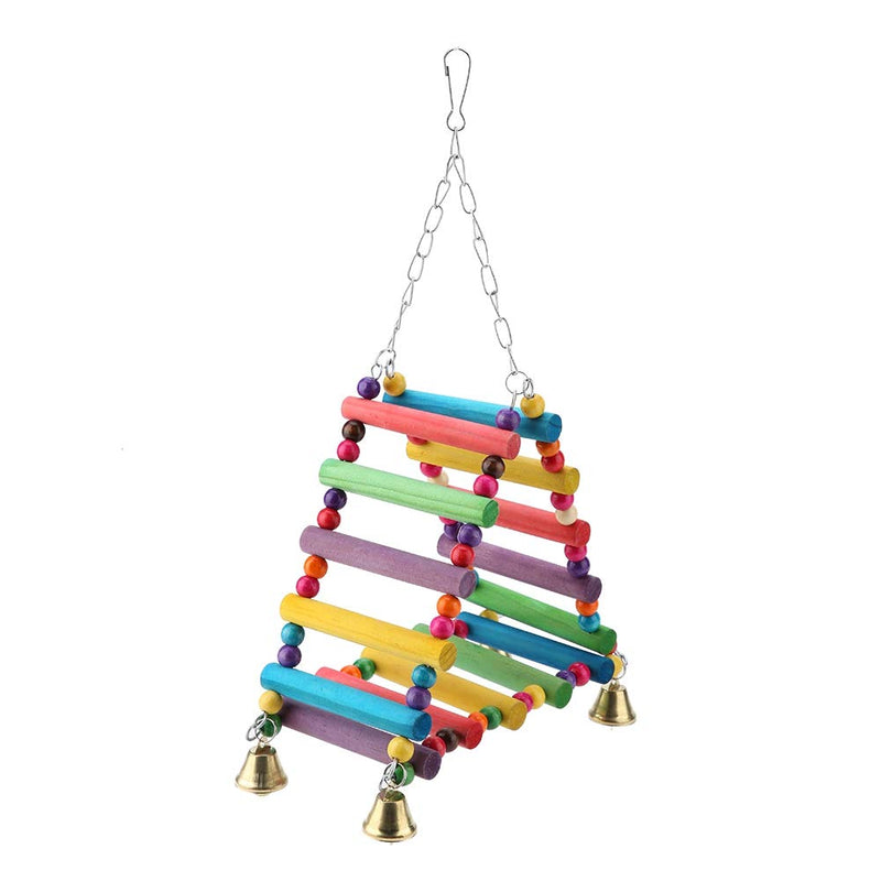 HEEPDD Parrot Swing Toys, Wooden Colorful Triangle Bird Perch Bird Cage Climbing Ladders Hanging Toys for Parakeet - PawsPlanet Australia