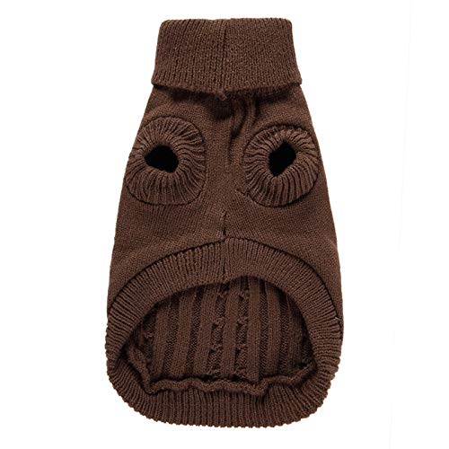 Bumjazz Knitted Dog Sweater Coat Cozy Cold Weather Dog Coat Dog Clothes Apparel Dog Jacket Dog Vest for Small Medium and Large Dogs GMY02(Brown,S) Brown - PawsPlanet Australia