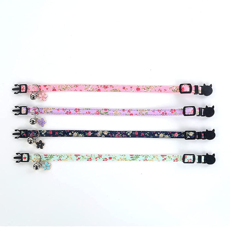 NISYYE Breakaway Cat Collar with Bell, 4 Pack Safety Adjustable Cat Collars Set - PawsPlanet Australia