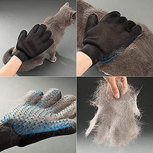 USION Pet Dog Cat Grooming Glove 2 Pack,[Upgraded 259 Pins] Pet Hair Remover Mitt Massage Deshedding Glove Brush with Longer Tips for Long Short Fur Dogs Cats Rabbits Horses and More(LEFT & RIGHT) 1 Pair Blue-259 Pins - PawsPlanet Australia