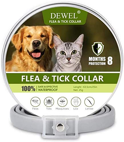 DEWEL 63.5 cm tick collar for dogs and cats, adjustable dog and cat flea collar, waterproof anti-ticks and fleas - PawsPlanet Australia