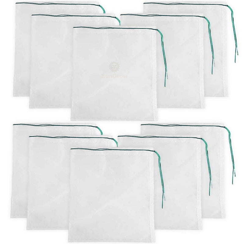 [Australia] - SunGrow Media Filter Bags, Holds Different Aquarium Media in Place, White Mesh Nylon Pouch with Green String, Save time and Money with This 10 Pcs-Pack 