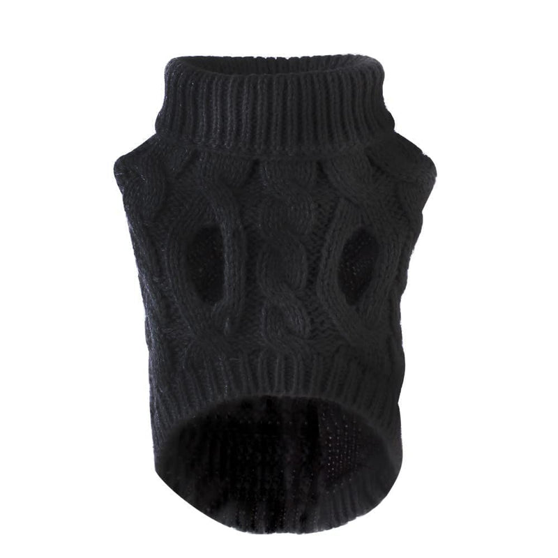 Small Warm Dog Jumper/Sweater recommended for Small Dogs, Cute Turtleneck Knitted Vest for Autumn/Winter, Available in colours Pink and Grey, Sizes S,M and L (Black, Small) Black - PawsPlanet Australia