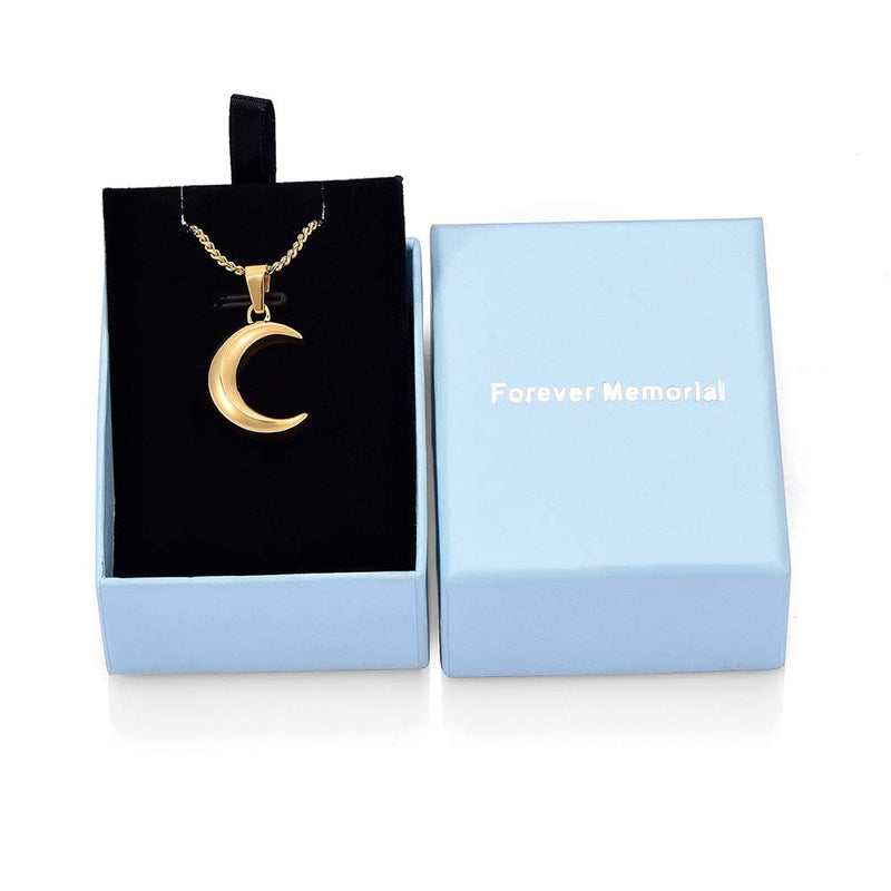 [Australia] - Imrsanl Cremation Jewelry for Ashes Moon Urn Necklace Stainless Steel Memorial Lockets Keepsakes Jewelry for Ashes Pendant - Fill kit Gold-1 