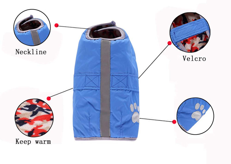 Morezi Waterproof Windproof Reversible Dog Vest Winter Coat Warm Dog Apparel Cold Weather Dog Jacket for Small Medium Large dogs - Blue - S - PawsPlanet Australia