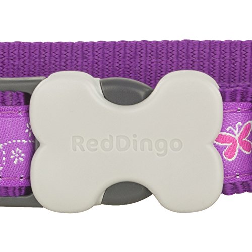 Red Dingo Butterfly Dog Collar, Large, Purple Butterfly Purple L - PawsPlanet Australia