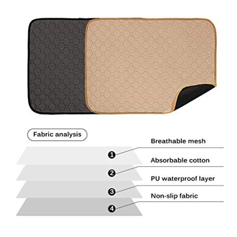 Doglemi Washable Dog Training Pads Reusable Puppy Pee Pad 4-Layer Fast Absorb Washable Training Mat with Non-slip Bottom Training Mats For Dogs Washable Indoor Outdoor Car Travel 100x67CM (Beige L) Beige - PawsPlanet Australia