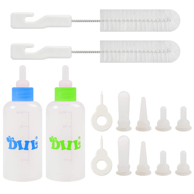 YUIP Puppy Feeding Bottle Kit Dog Cat Puppy’s Feeding Bottle Pet Bottle Puppy Feeding Bottle Pet Bottle Set Pet Feeding Bottle 60ML Pet Feeding Bottle Set for Young Pets 2Pcs - PawsPlanet Australia