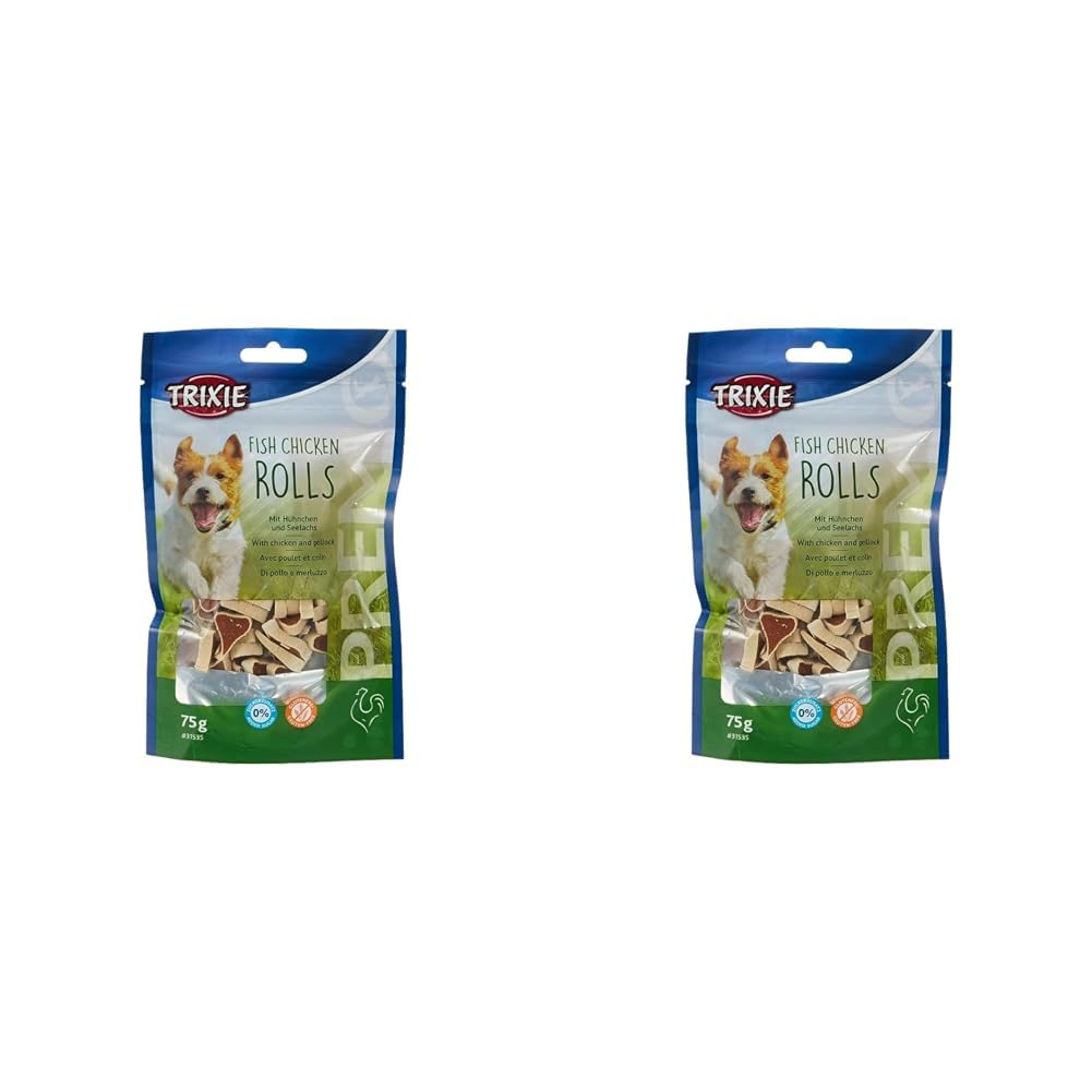 TRIXIE Dog Treats Premio Dog Chicken Rolls 75g - Premium Treats for Dogs Gluten Free - No Grain & Sugar, Tasty Reward for Training & Home - 31535 (Pack of 2) - PawsPlanet Australia