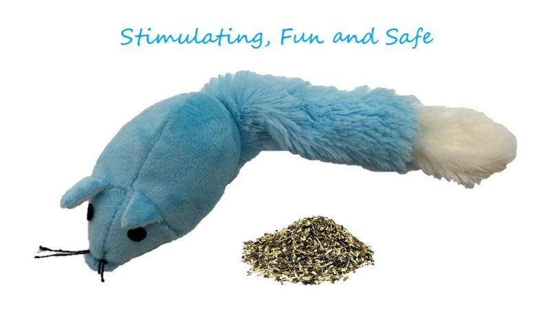 CBM Silicat Catnip Mouse Toy - Blue Mouse with Fluffy Tail - PawsPlanet Australia