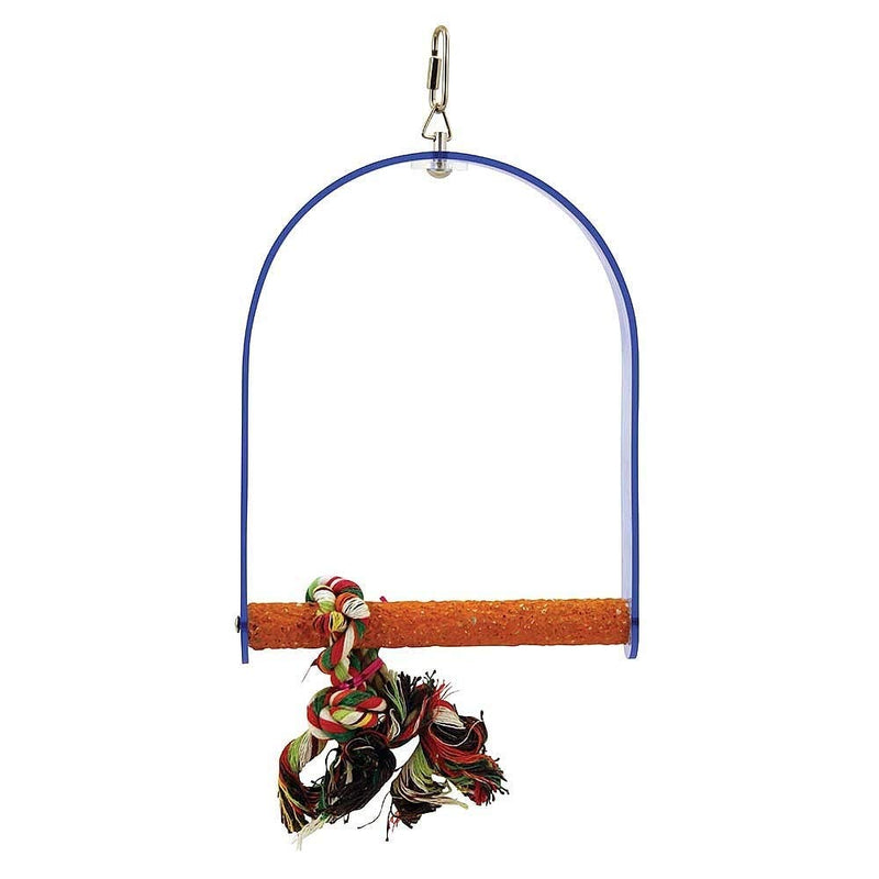 PARROT ESSENTIALS Sanded Nail Arch Swing Perch with Cotton Rope - Large Parrot Toy Nest Swing for Nail Trimming - Wooden Bird Perch for African Grey, Amazon, Cockatoo - Pet Swing for Birdcage - PawsPlanet Australia