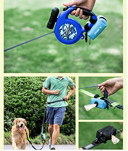 Dog Poo Bag Holder with Leash Attachment - Poo Bag Dispenser, Holds Treats and is Lightweight for Running, Walking, Jogging Including 1 Roll Poo Bag 15pcs (Blue) Blue - PawsPlanet Australia