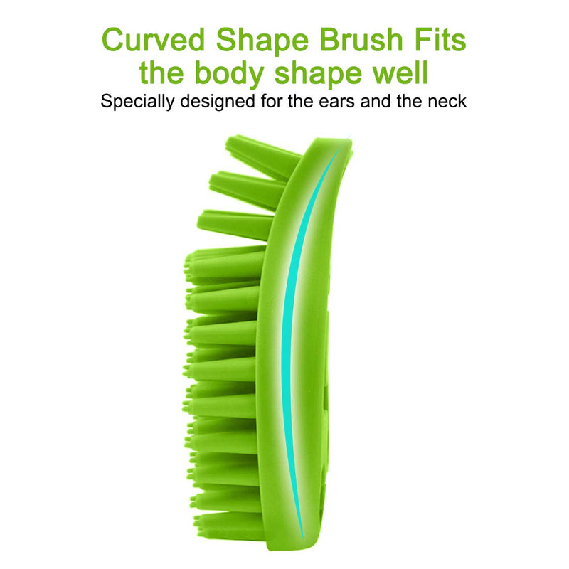 JOYPAWS Pet Bath Brush/Massage Brush, Pet Grooming Comb for Shampooing and Massaging Dogs, Cats, Small Animals with Short or Long Hair - Soft Rubber Bristles Gently Removes Loose & Shed Fur Green Cat - PawsPlanet Australia