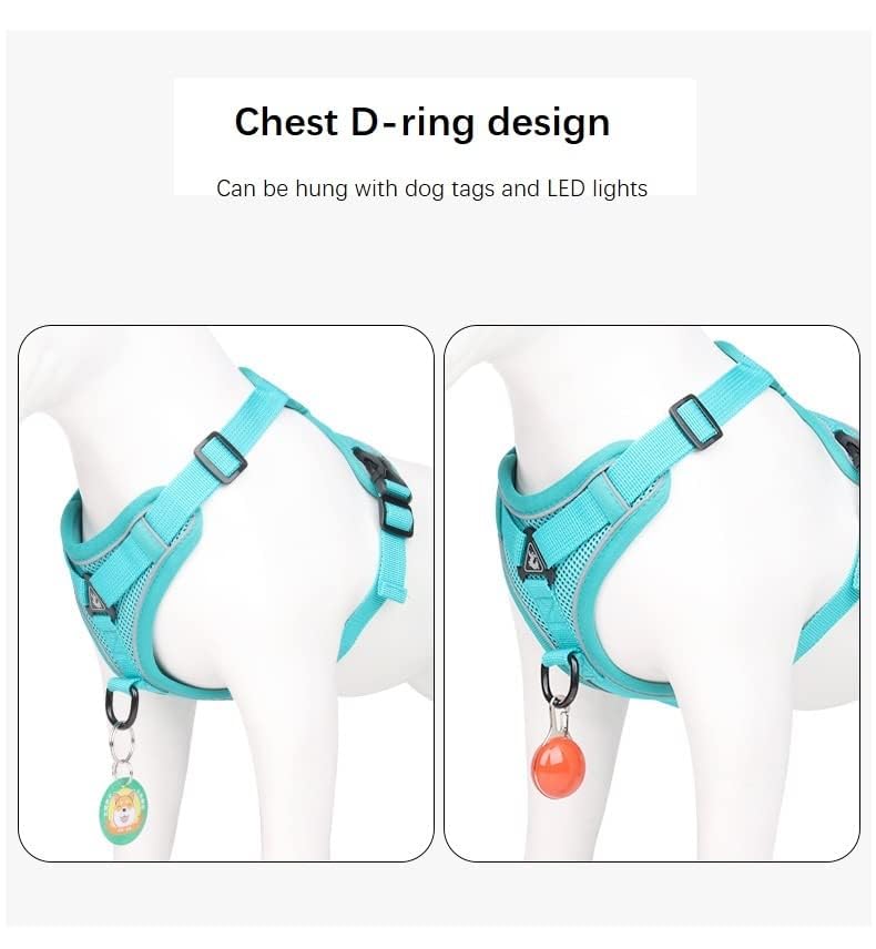 Air Mesh Breathable Chest Harness, Dog Harness with Leash, Soft Adjustable Reflective Anti-Pull Dog Harness, Adjustable Puppy Harness for Medium Small Large Dogs (M) M - PawsPlanet Australia