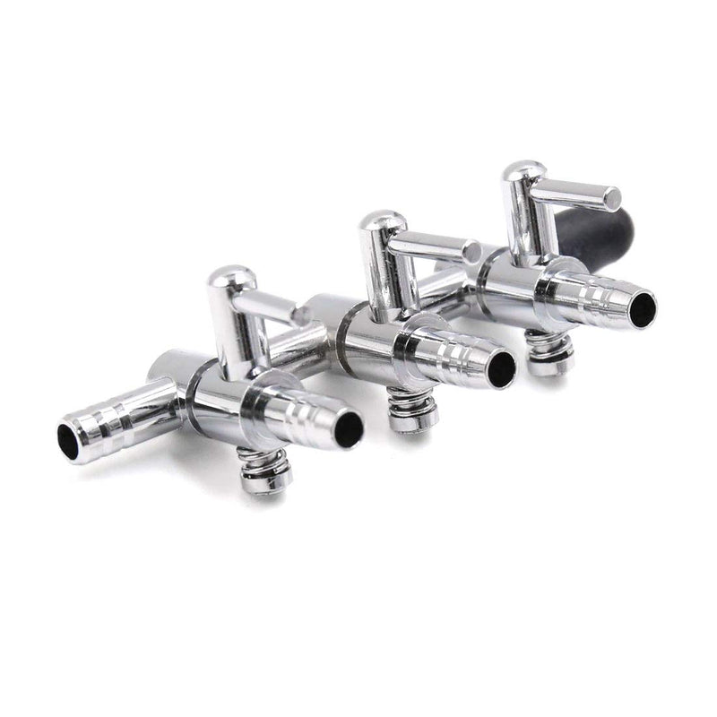 [Australia] - 3 Pieces 3- Way Stainless Steel Air Flow Splitter Pump Lever Valve Air Line Control Valve for Aquarium Fish Tank 