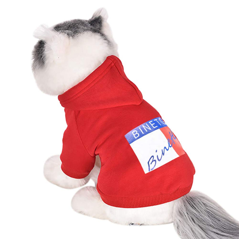 BinetGo Dog Hoodies Pet Clothes Dog Sweatshirts Pullover Cat Jackets for Doggie Clothes Cotton with Velvet Lining Red (S, Red) Small - PawsPlanet Australia