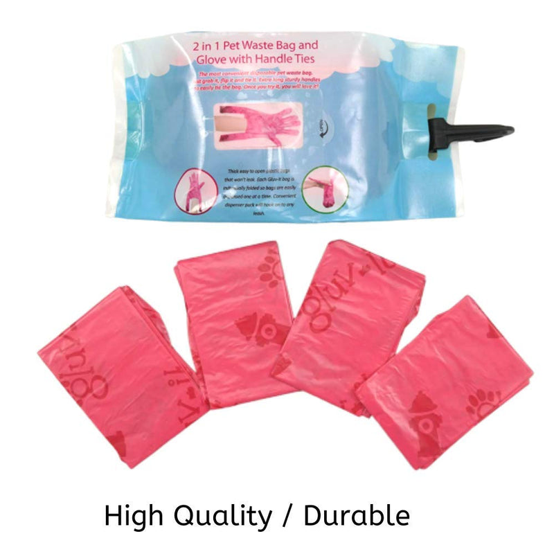 [Australia] - Gluvlt 2 in 1 Dog Waste Bags, Poop Bags with Clean and Easy Handle Ties. #1 Dog Pickup. Fits All Hand Sizes. Once You Try it, You'll Will Love it! Eco-Friendly - 100% Recyclable - No Mess, No Fuss. 50 Bags Pink 