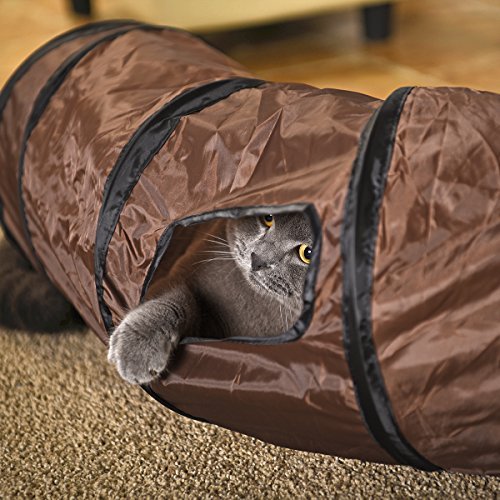 PAWZ Road S Form Long Play Cat Tunnel Crinkle Toy for Cats 25cm Tunnel for Indoor Use （Brown） S:25*120cm Brown - PawsPlanet Australia