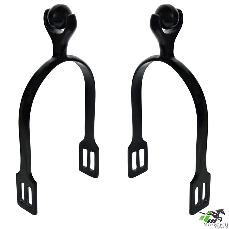 Horse Riding Spur Rider Metal Blunt Rounded End Spurs Steel With Buckle Nylon (Black) Black - PawsPlanet Australia
