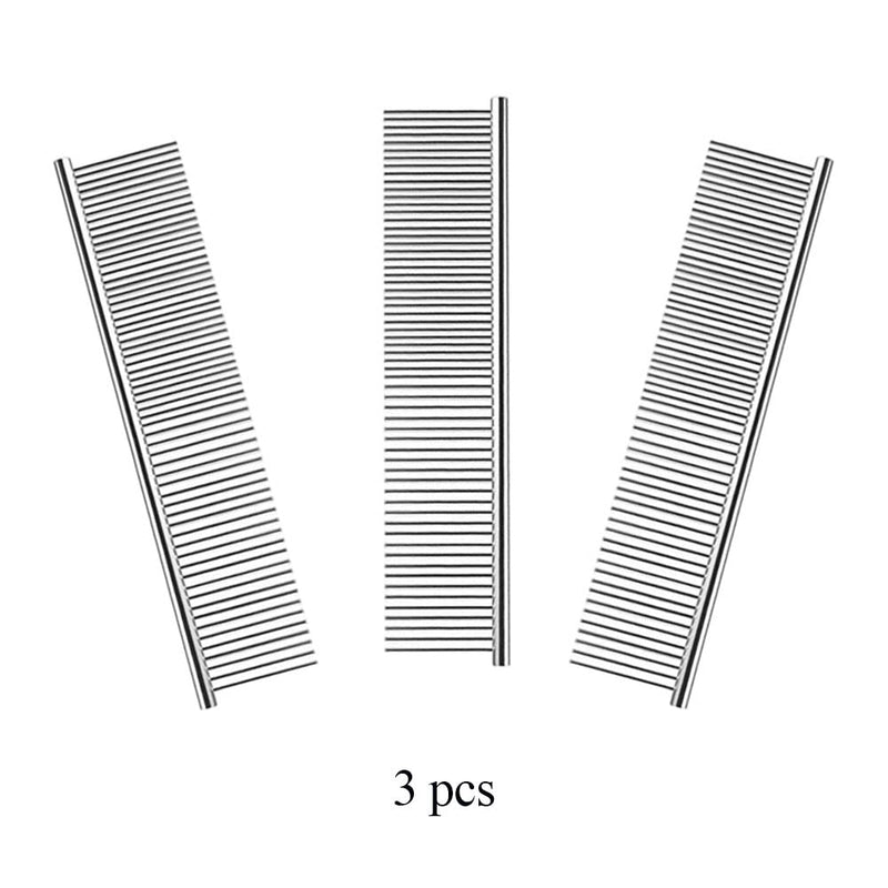Dtoterul Dog Comb Long Hair 3 Pieces Comb Dog Stainless Steel Pet Comb Pet Comb Dog Metal Dog Comb Pet Steel Comb with Rounded Ends Stainless Steel Teeth Stainless Steel Dog Grooming Combs - PawsPlanet Australia