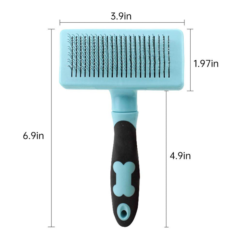 [Australia] - UmaUbaby Self Cleaning Slicker Brush - Pet Grooming Brush for Dogs and Cats - Pets Cat and Dog Hair Brush Tools - Dog Brush and Cat Brush Suitable - Massages Particle Pet Comb Blue 