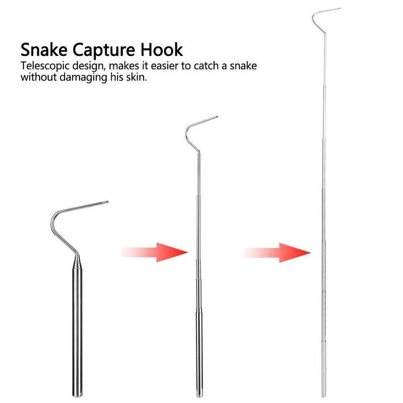 ViaGasaFamido Professional Collapsible Snake Tongs, Collapsible Stainless Steel Retractable Snake Hook Catching Snake Handling Tool (66cm) 66cm - PawsPlanet Australia