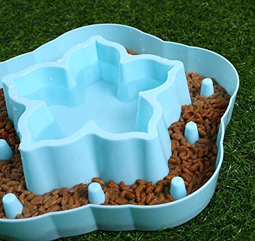 [Australia] - Dog Slow Feeder Bowl, Interactive Fun Food & Water Puzzle Bowl, Prevent Choking, Pet Slow Down Eating Feeding Dishes, Durable, Healthy Design for Dogs & Cats Blue 