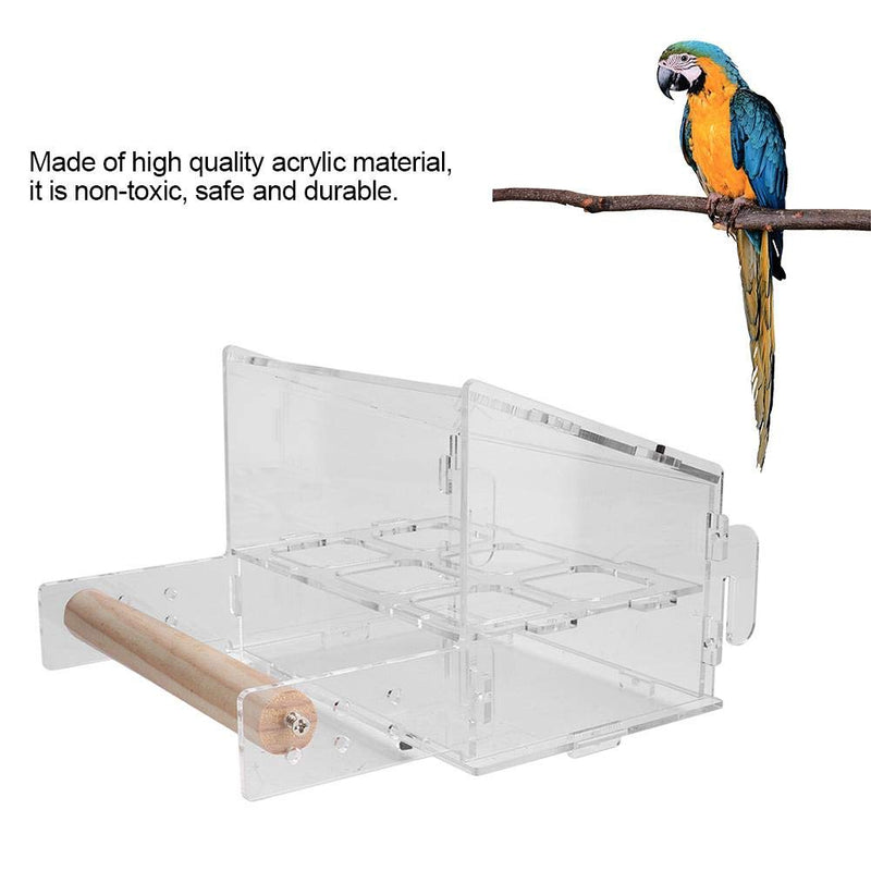 Bird Cage Feeders Automatic Parrot Seed Feeding Box Acrylic Birds Cage No Split Seed Feeder Parrot Automatic Food Feeding Station with Perch for Parakeet Canary Cockatiel Finch - PawsPlanet Australia