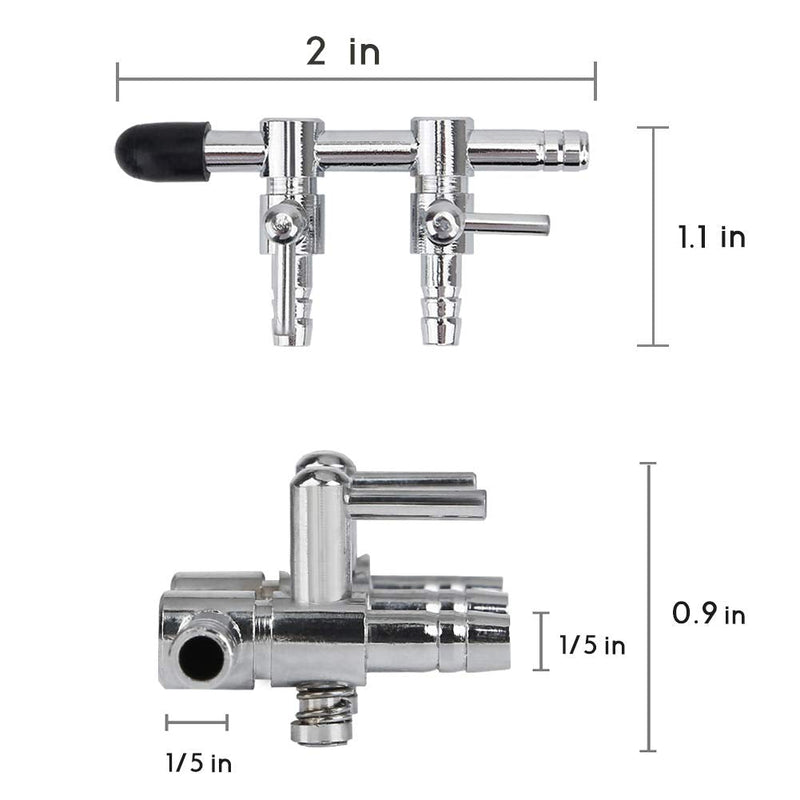 Pawfly 2-5 Way Aquarium Air Flow Control Lever Valve Distributor Splitter Pump Accessories Set with Check Valves and Suction Cups 2-Way - PawsPlanet Australia