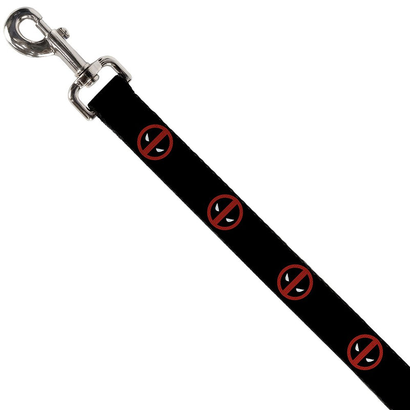 [Australia] - Buckle-Down Pet Leash - Deadpool Logo Black/Red/White - 4 Feet Long - 1" Wide 