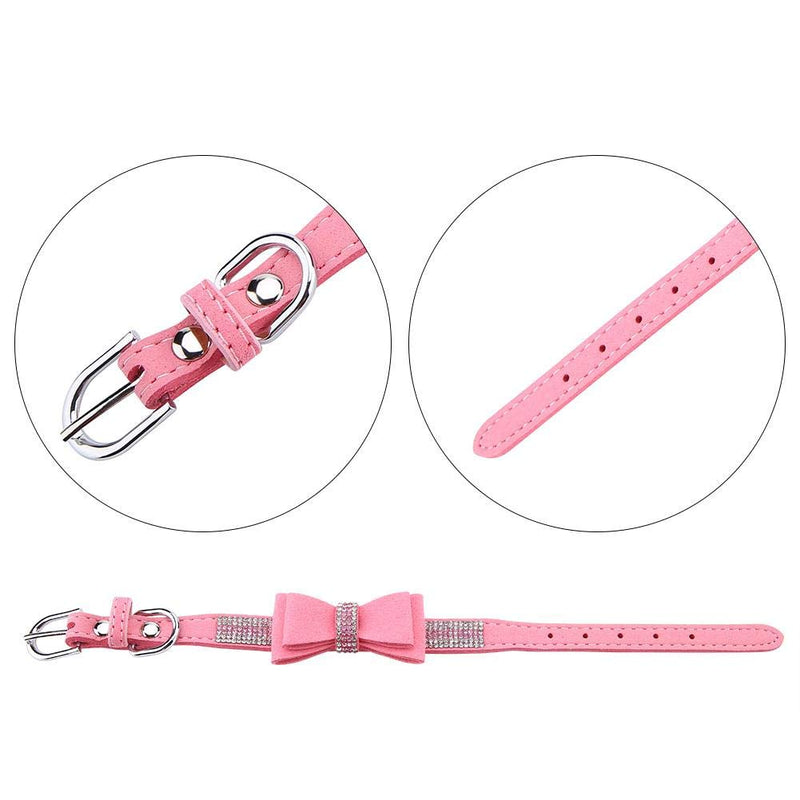 Dog Collar Pet Bow Tie Pet Necklace Dog Puppy & Cat Kitty Buckle Collar Adjustable Pink Buckle Rhinestones Pet Collar for Party Birthday Decor(M) M - PawsPlanet Australia