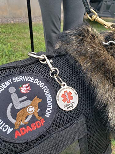 [Australia] - Activedogs Service Dog Chrome Tag - Double Sided - ADA Access Required by Federal Law with Red Medical Alert Symbol 1.25 inch. Easily to Attach to Collar, Leash or Harness Vest 