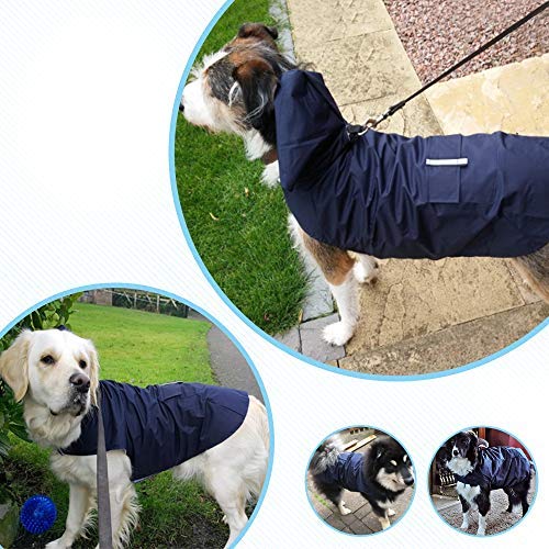 Zellar Dog Raincoat with Hood,Collar Hole, 100% Waterproof Ultra-Light Breathable Rainwear Rain Jacket with Safe Reflective Strips for Medium to Large Dog, Blue, 3XL - PawsPlanet Australia