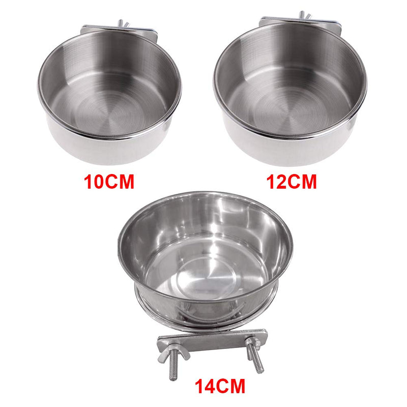 LZDseller01 Parrot Feeding Bowl, Bird Feeding Cups, Stainless Steel Parrot Feeding Cup with Clamp Holder, Bird Cage Seed Feed Pet Food Water Bowl 12cm - PawsPlanet Australia