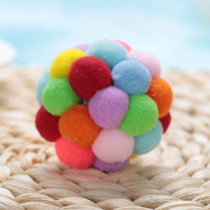 Pssopp Colorful Pet Plush Ball Toy Soft Dog Puppy Cat Toy Ball Playing Ball Exercise Interactive Toy with Bell for Training Playing Chewing(M) M - PawsPlanet Australia