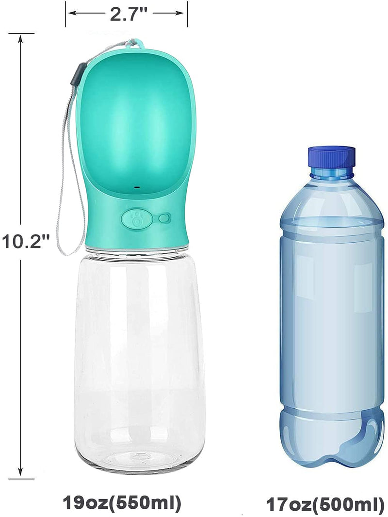 Emwel Dog Water Bottle - 550ml Water Feeder Leak Proof Portable Puppy Water Dispenser with Drinking Feeder for Pets Outdoor Walking, Hiking, Travel, Food Grade Plastic For Pets 550ML Blue - PawsPlanet Australia